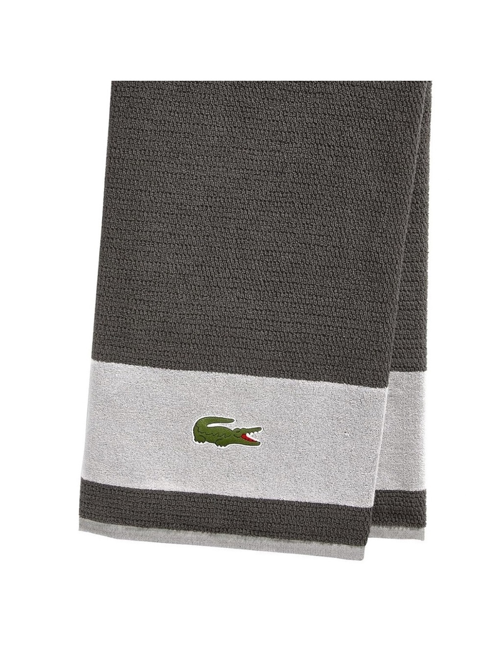 Lacoste Bath Towel 100% Cotton 30" x 52" Gray Big Crocodile Logo - Picture 2 of 8